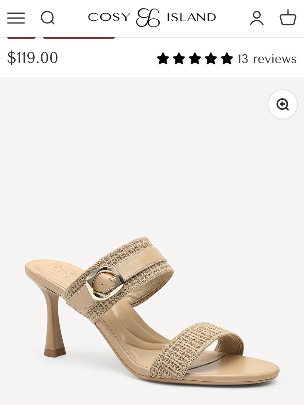 Cosy Island Beige Strappy Heeled Mule with Buckle